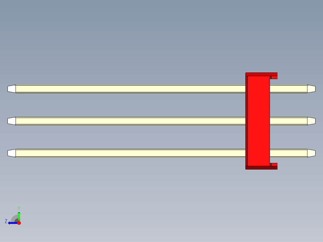 彩色公头100mil（2.54mm）系列-DS1021_red_3x11p_100mil_Type19_rev1.0右视图
