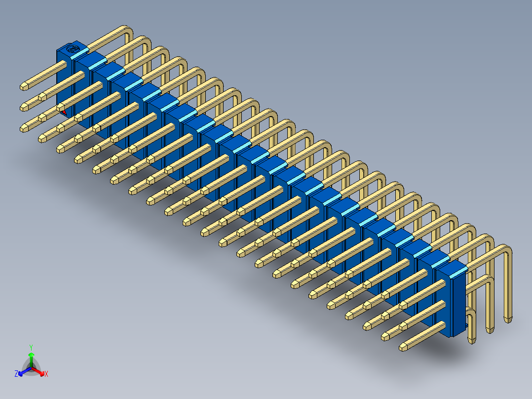 彩色公排针 100mil 2.54mm 系列-DS1022_blue_3x22p_100mil_TypeD_rev1.0
