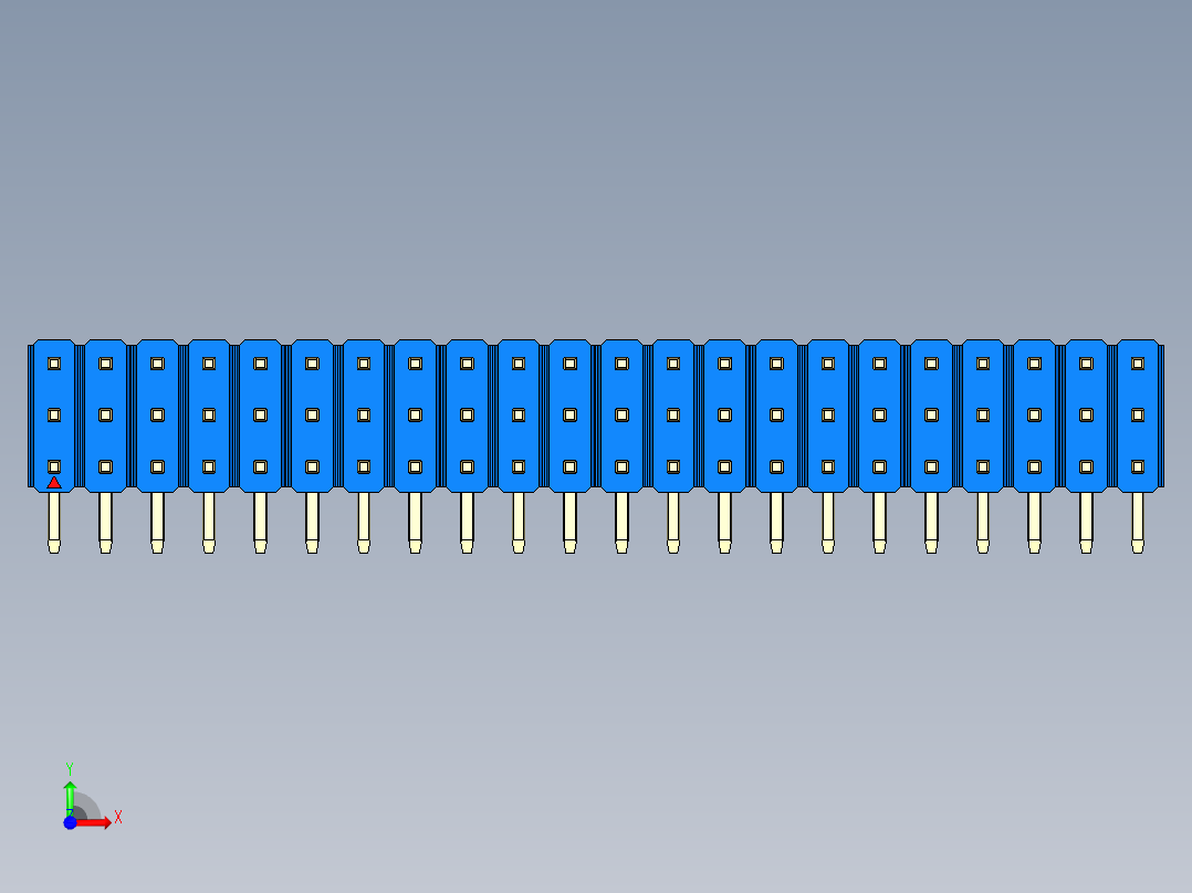 彩色公排针 100mil 2.54mm 系列-DS1022_blue_3x22p_100mil_TypeD_rev1.0前视图