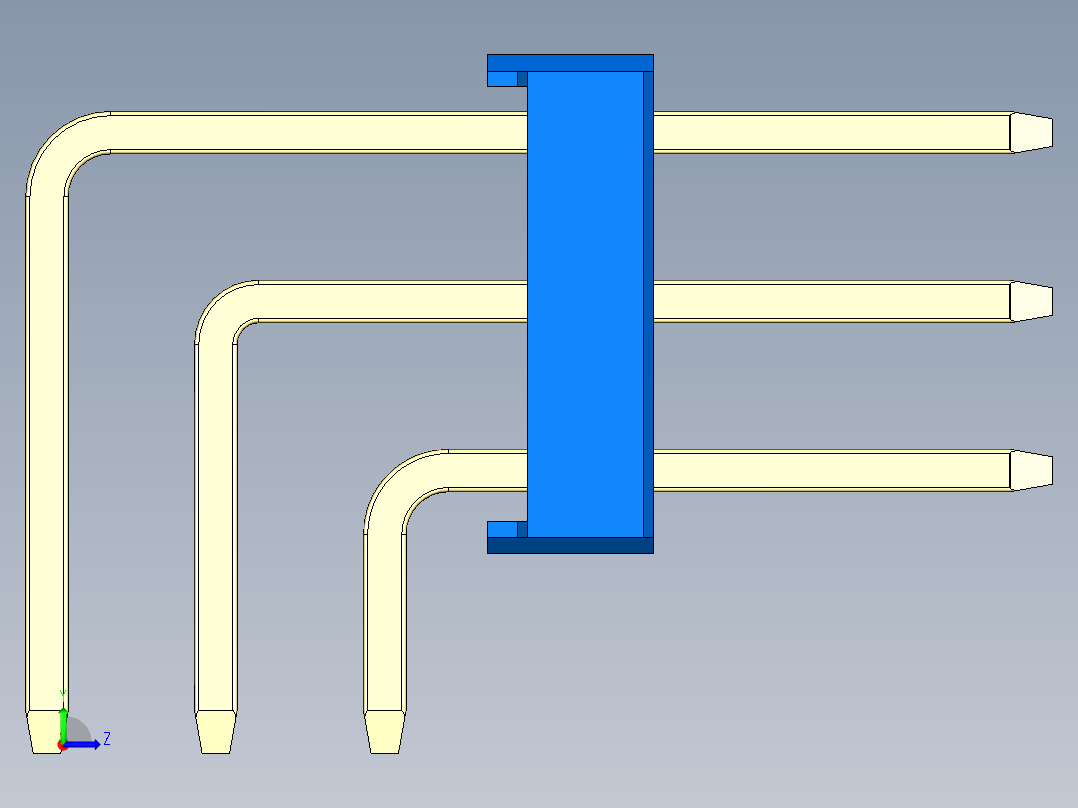 彩色公排针 100mil 2.54mm 系列-DS1022_blue_3x22p_100mil_TypeD_rev1.0左视图