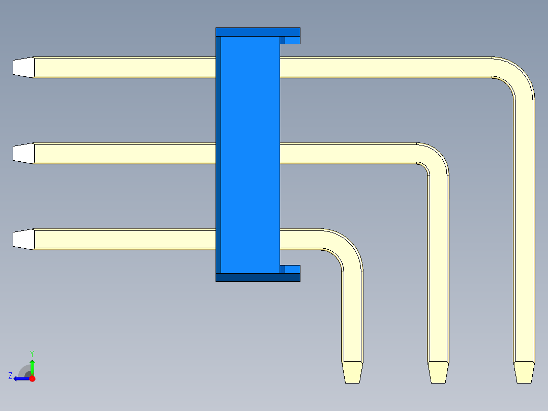 彩色公排针 100mil 2.54mm 系列-DS1022_blue_3x22p_100mil_TypeD_rev1.0右视图