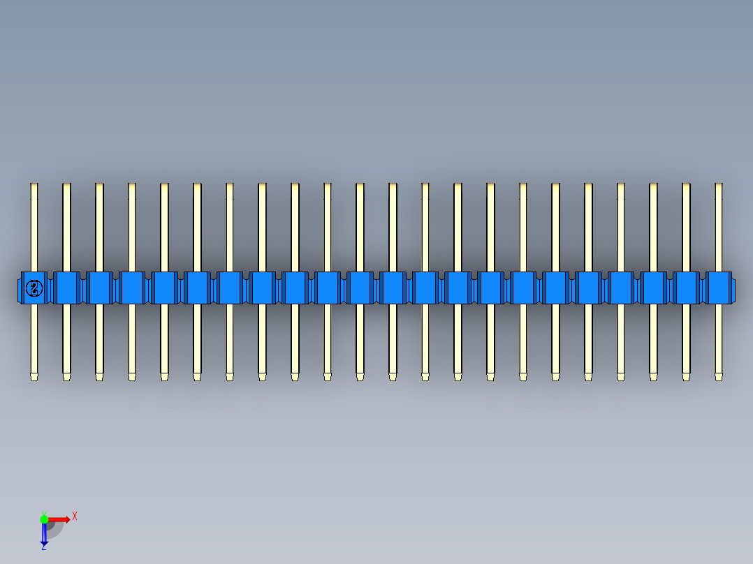 彩色公排针 100mil 2.54mm 系列-DS1022_blue_3x22p_100mil_TypeD_rev1.0俯视图