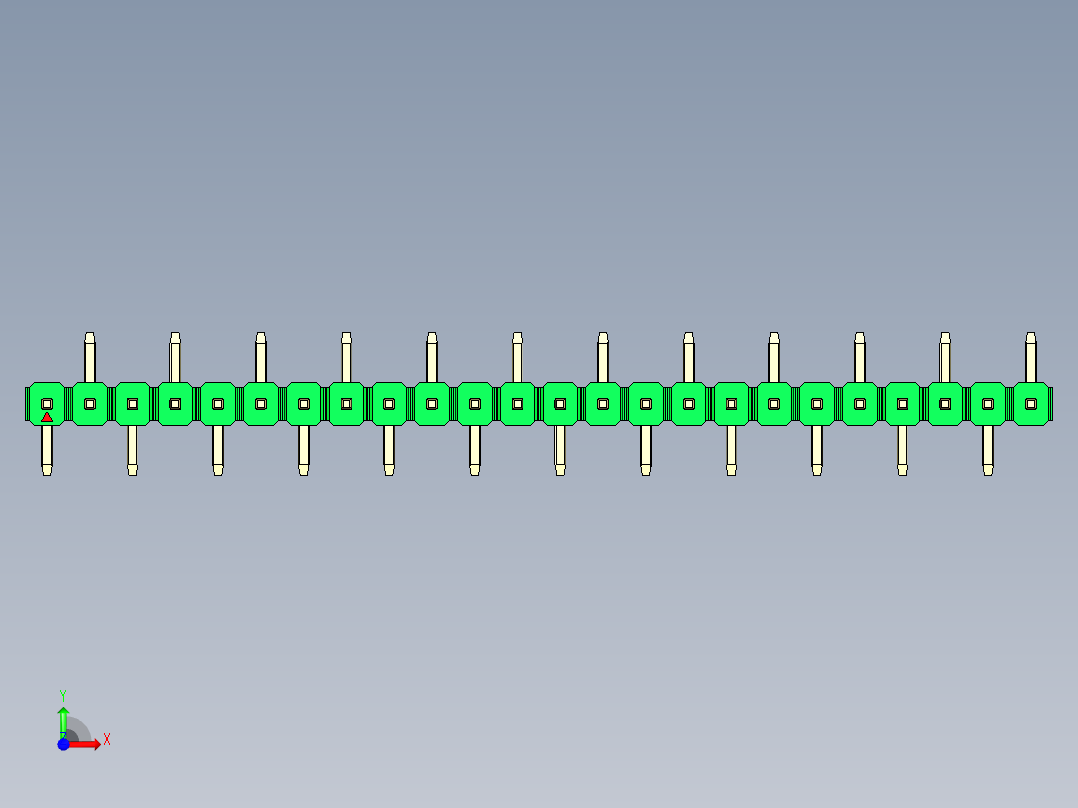 彩色公排针 100mil 2.54mm 系列-DS1022_green_24p_100mil_Type_SMT_R2_rev1.0前视图
