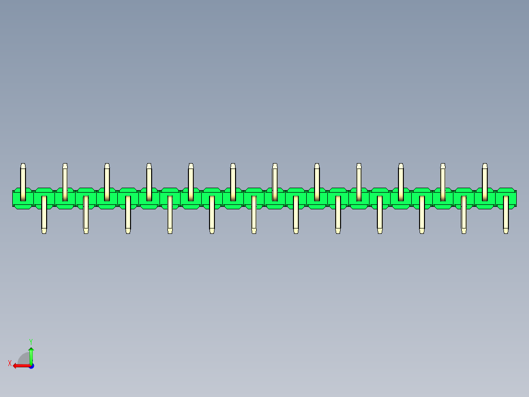 彩色公排针 100mil 2.54mm 系列-DS1022_green_24p_100mil_Type_SMT_R2_rev1.0后视图