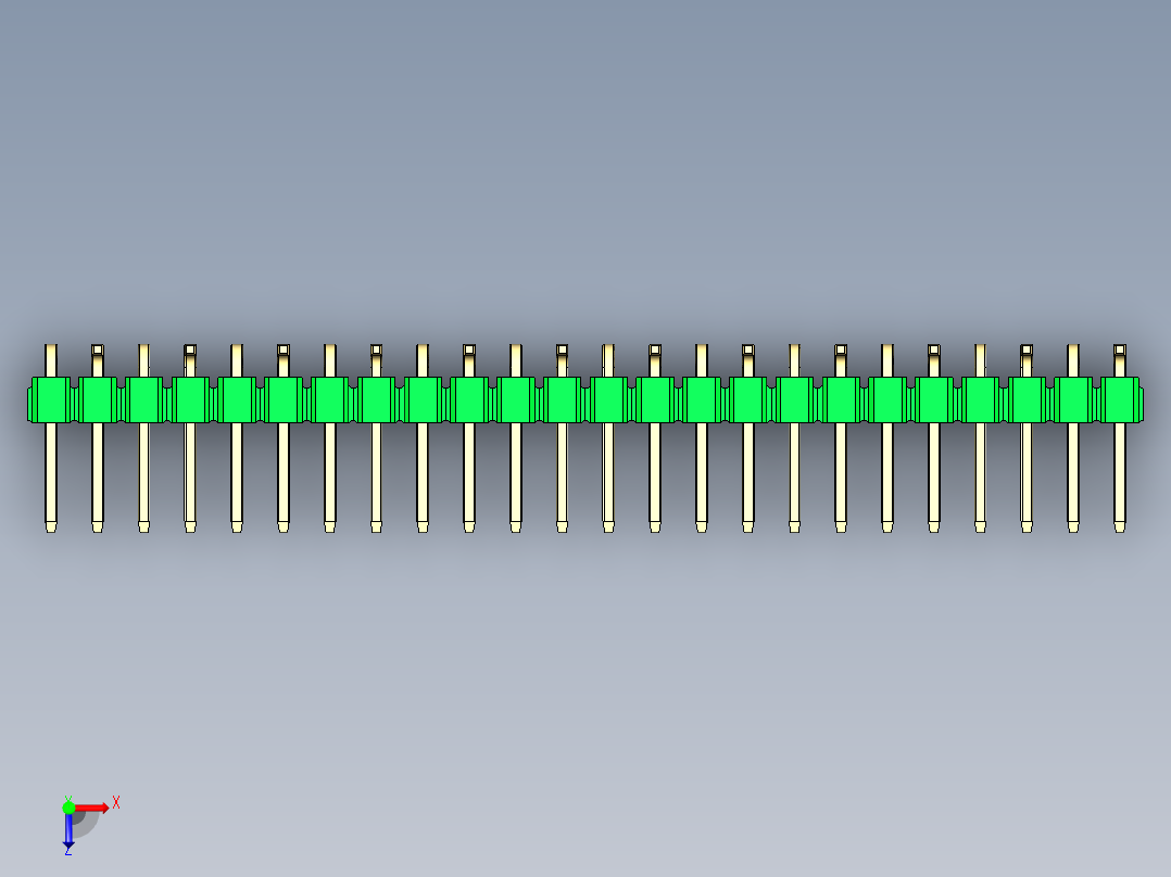 彩色公排针 100mil 2.54mm 系列-DS1022_green_24p_100mil_Type_SMT_R2_rev1.0俯视图