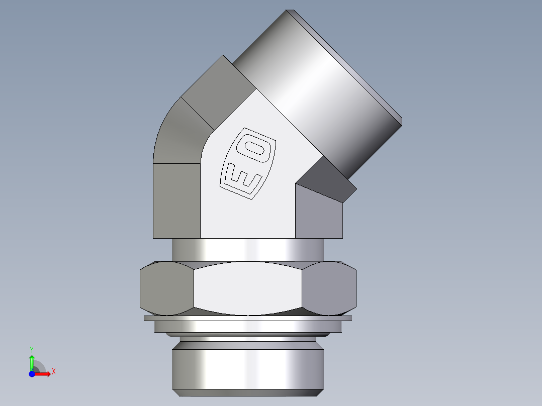卡套式工业通用硬管接头EO_Adjustable_locknut_45_deg_elbow_VEE25SROMDCF前视图
