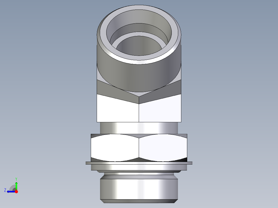 卡套式工业通用硬管接头EO_Adjustable_locknut_45_deg_elbow_VEE25SROMDCF右视图