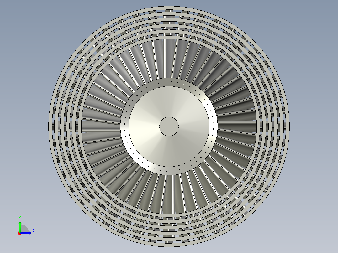 航空发动机多级罩式燃气轮机旋叶---模型格式为 stp左视图