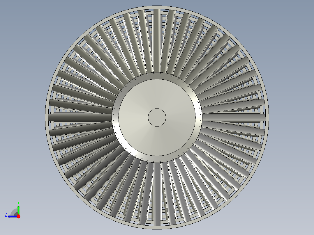 航空发动机多级罩式燃气轮机旋叶---模型格式为 stp右视图