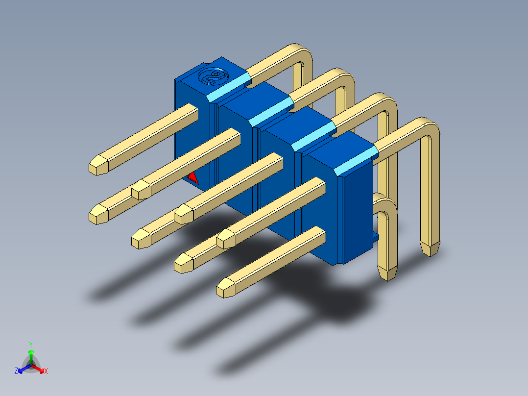 彩色公排针 100mil 2.54mm 系列-DS1022_blue_2x04p_100mil_TypeD_rev1.0