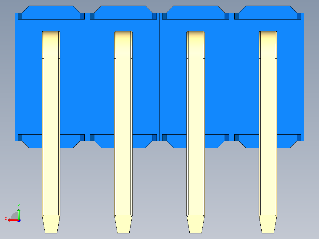 彩色公排针 100mil 2.54mm 系列-DS1022_blue_2x04p_100mil_TypeD_rev1.0后视图