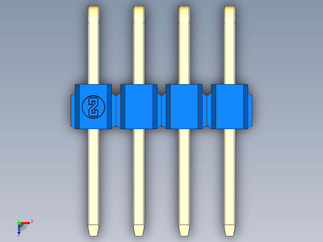 彩色公排针 100mil 2.54mm 系列-DS1022_blue_2x04p_100mil_TypeD_rev1.0俯视图