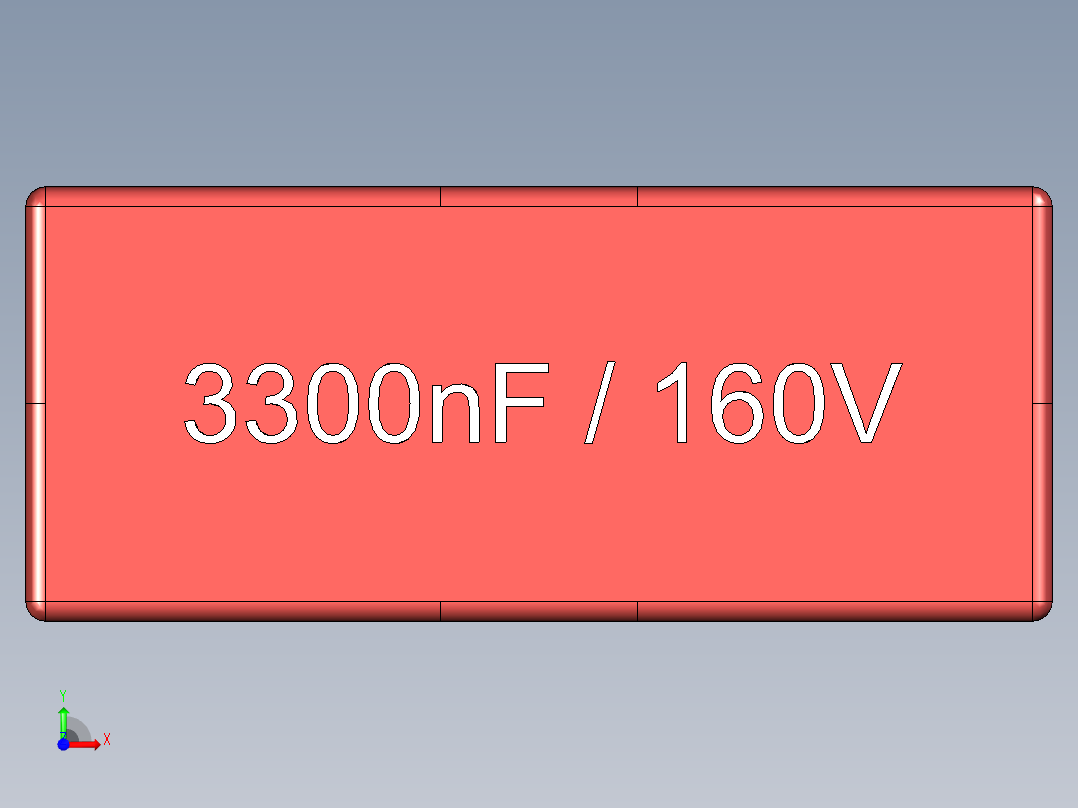 薄膜电容器，长13 x宽5，5 x高11毫米，间距10毫米前视图