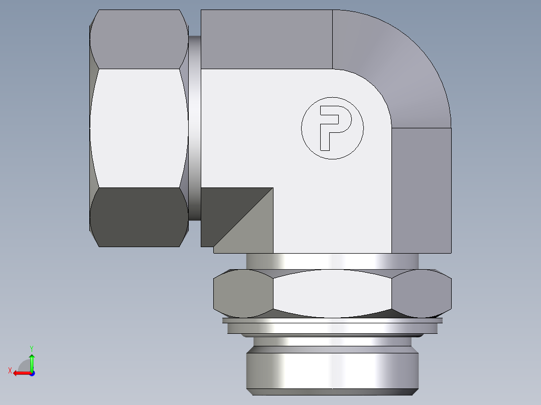 卡套式工业通用硬管接头EO_Adjustable_Locknut_elbow_WEE35LRCF后视图