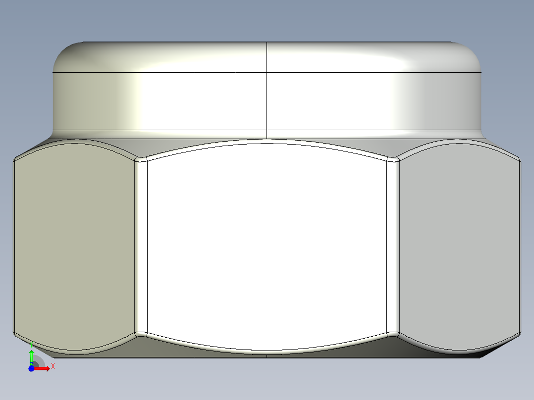 紧固件-IGES 0.2500 Lock Nut前视图