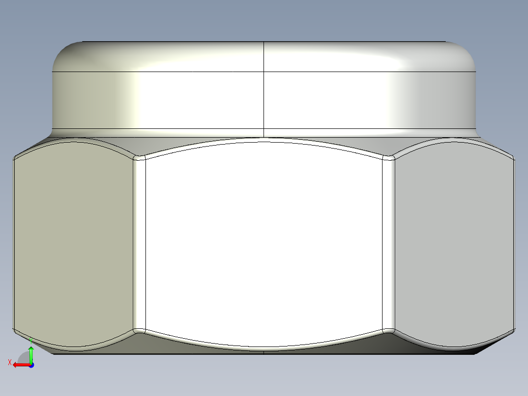 紧固件-IGES 0.2500 Lock Nut后视图
