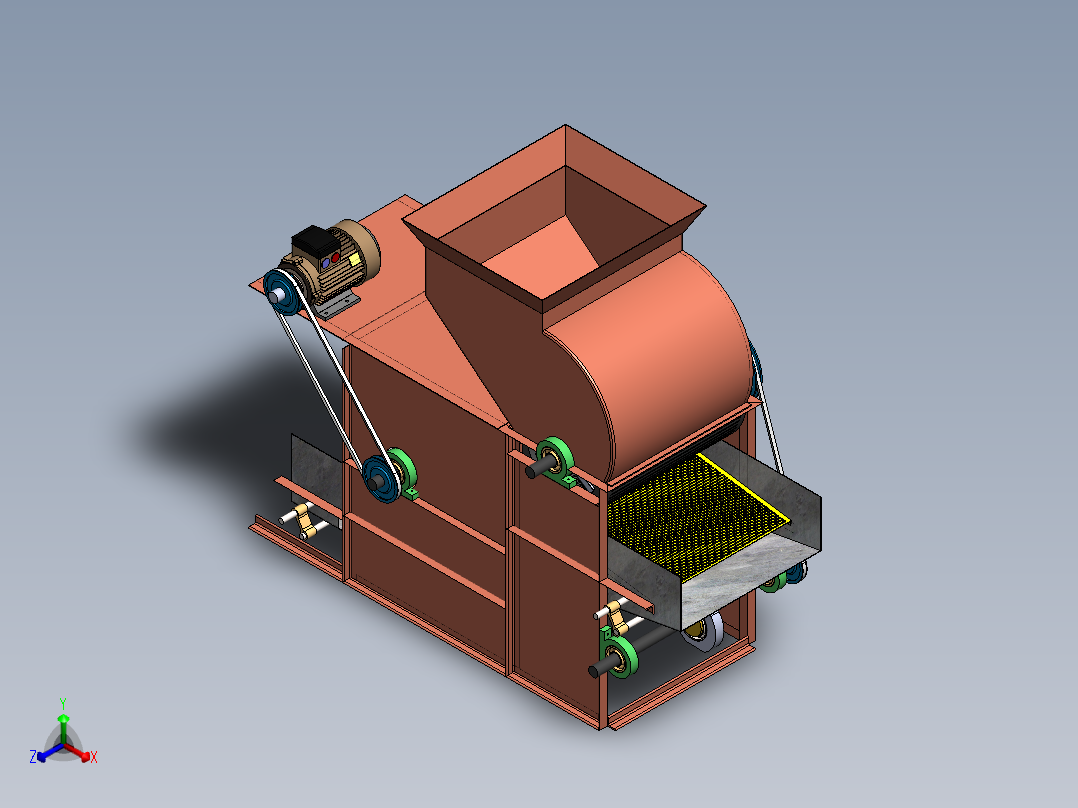 蓖麻脱壳机-SW正等轴测图