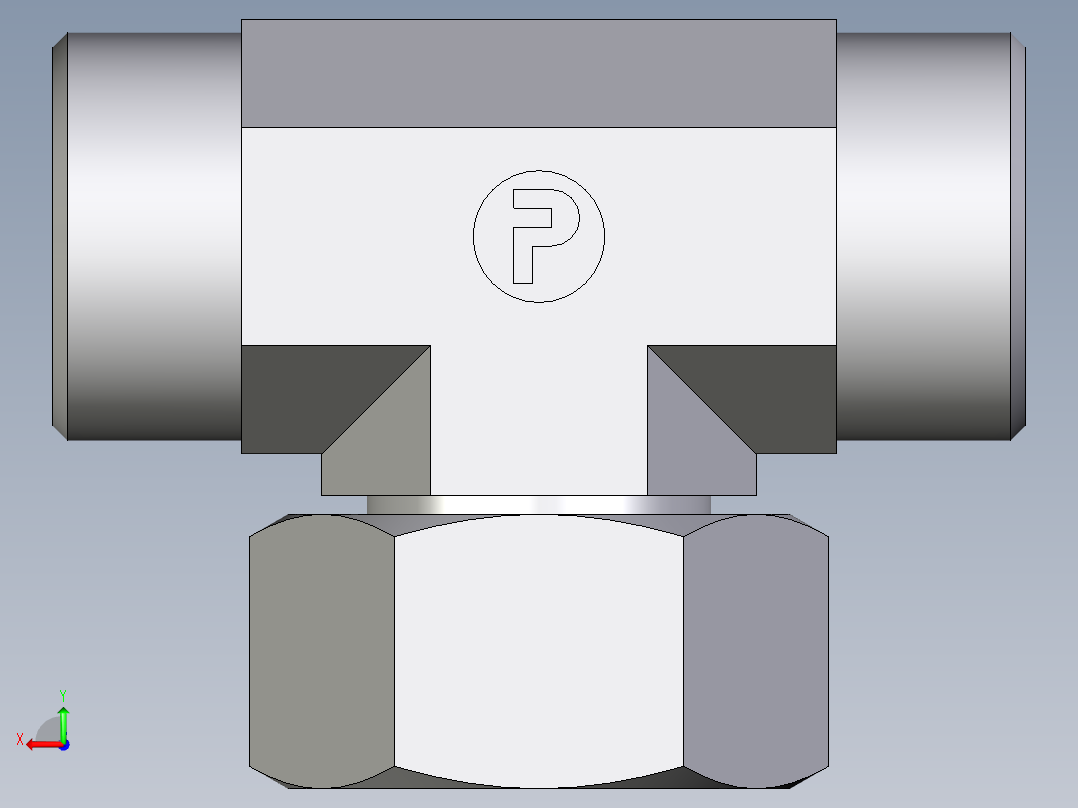 卡套式工业通用硬管接头EO_Swivel_nut_branch_tee_ET18LOMDCF后视图