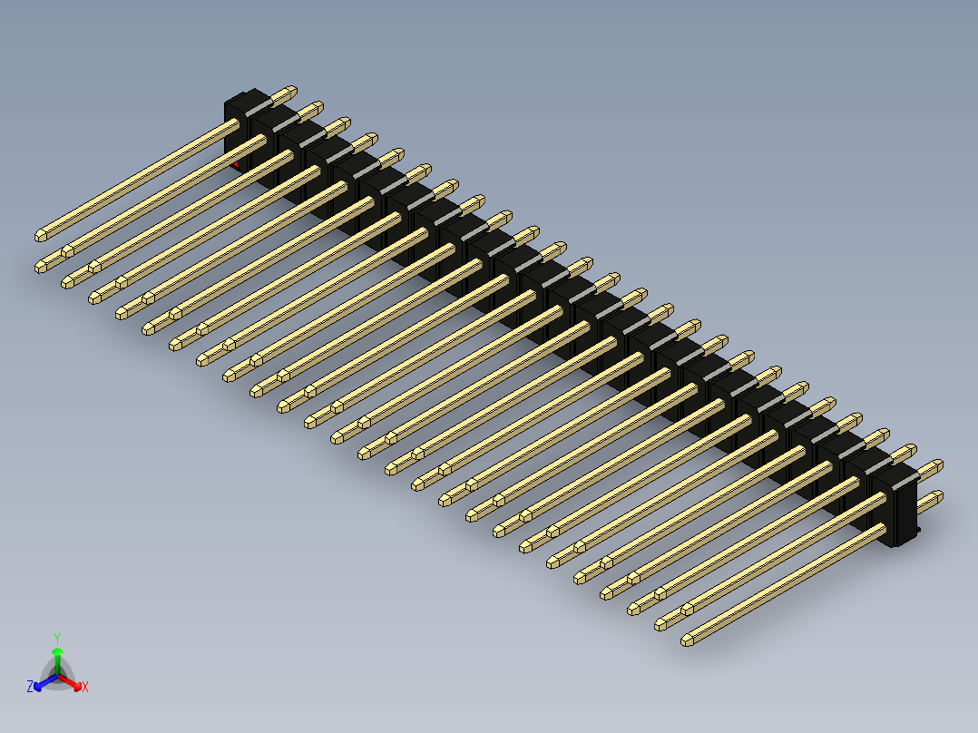 彩色公头100mil（2.54mm）系列-DS1021_black_2x25p_100mil_Type19_rev1.0正等轴测图