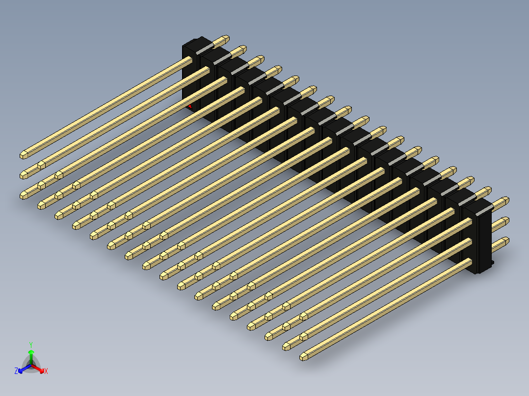 彩色公头100mil（2.54mm）系列-DS1021_black_3x17p_100mil_Type43_rev1.0正等轴测图