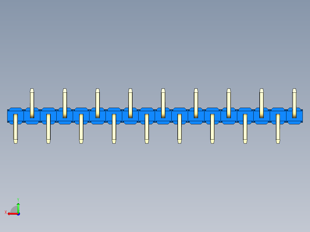 彩色公排针 100mil 2.54mm 系列-DS1022_blue_18p_100mil_Type_SMT_R1_rev1.0后视图