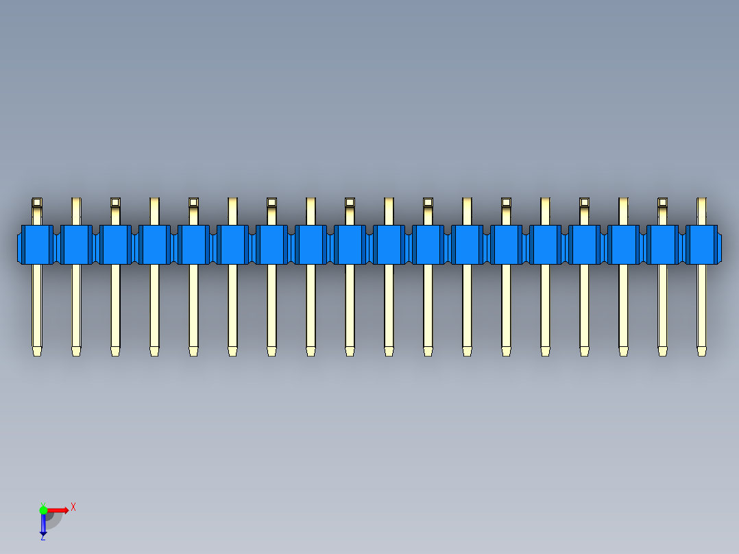 彩色公排针 100mil 2.54mm 系列-DS1022_blue_18p_100mil_Type_SMT_R1_rev1.0俯视图