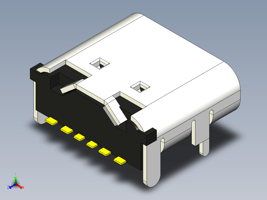 6针USB tpye C口详细模型正等轴测图