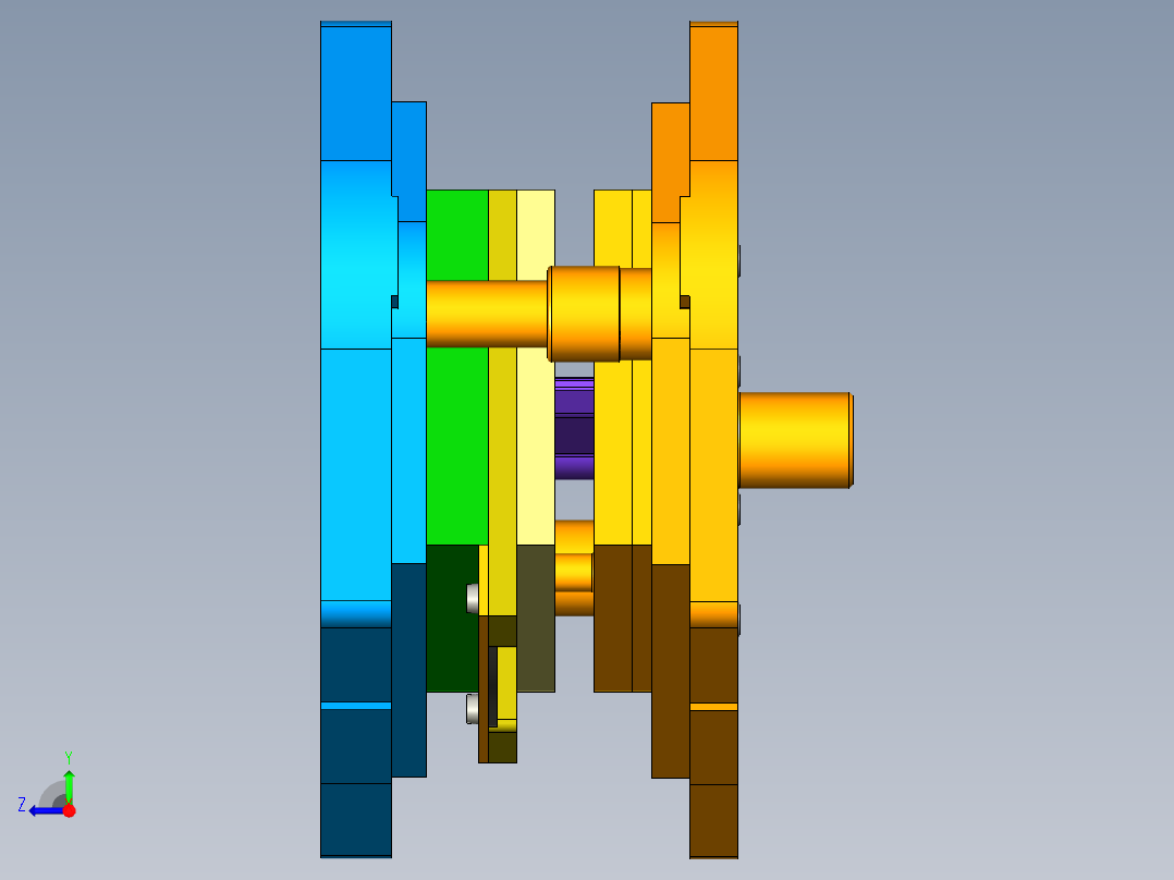 摇臂冲孔落料复合模（CAD图+UG三维+说明书）右视图