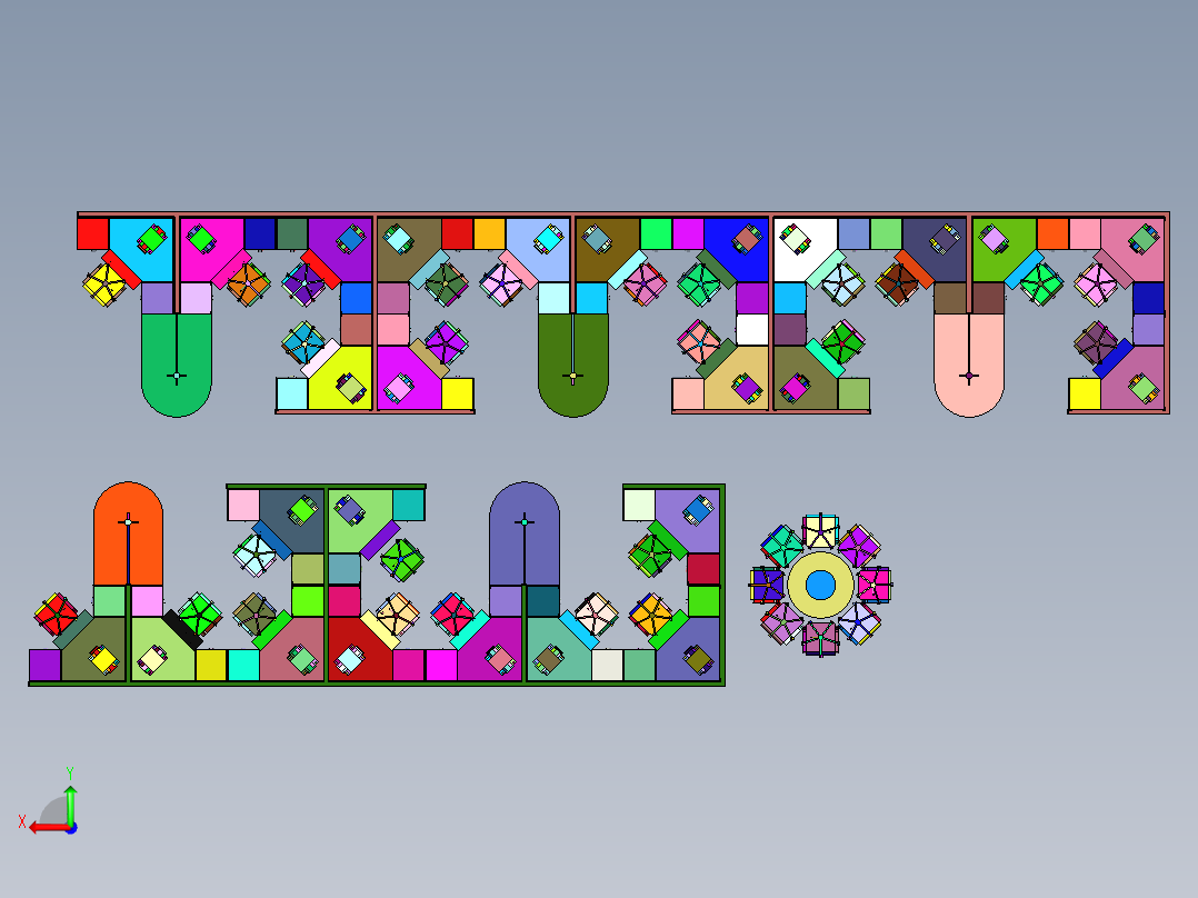 大面积办公室装修设计左视图