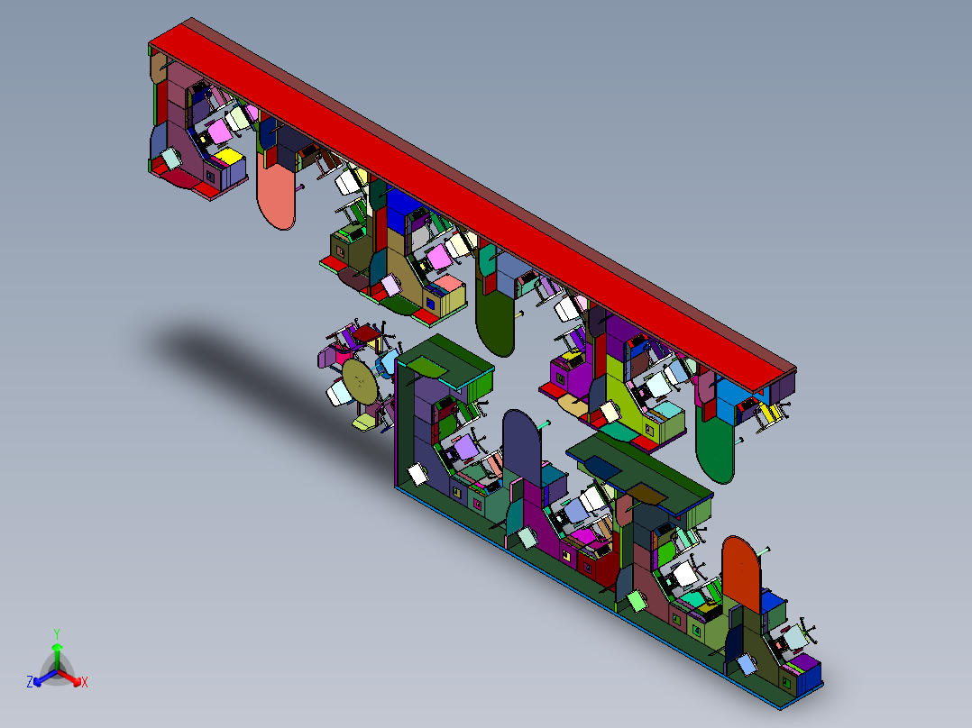 大面积办公室装修设计正等轴测图