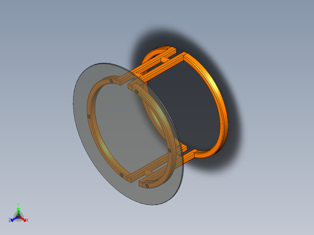 会议桌直径0.9m，高0.47m，桌面玻璃，木结构。