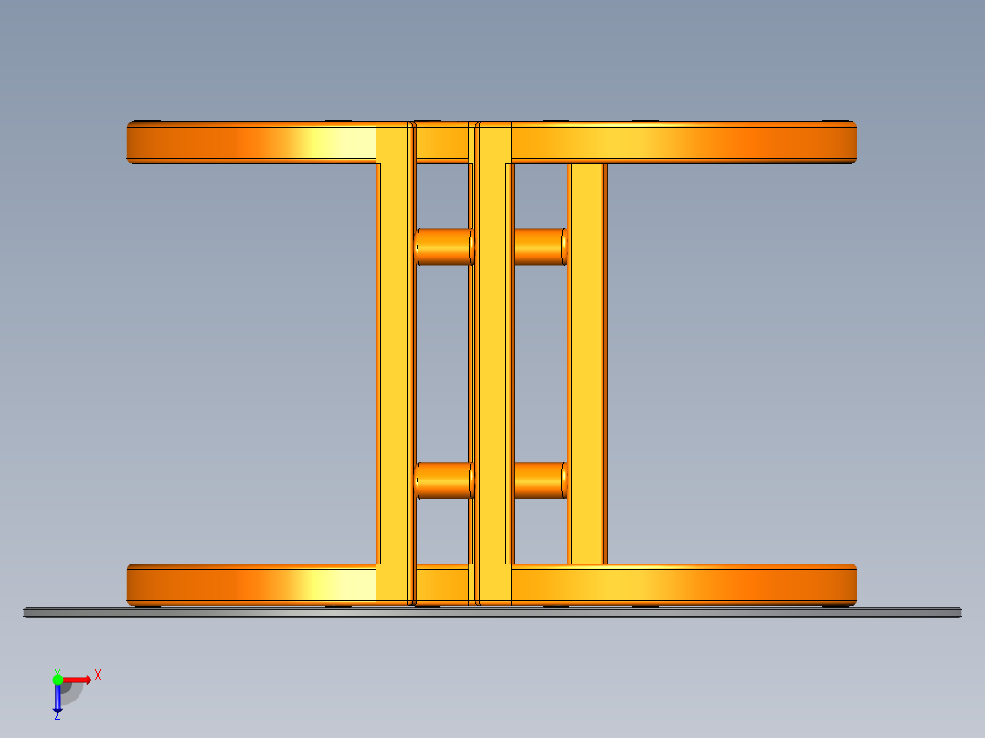 会议桌直径0.9m，高0.47m，桌面玻璃，木结构。俯视图