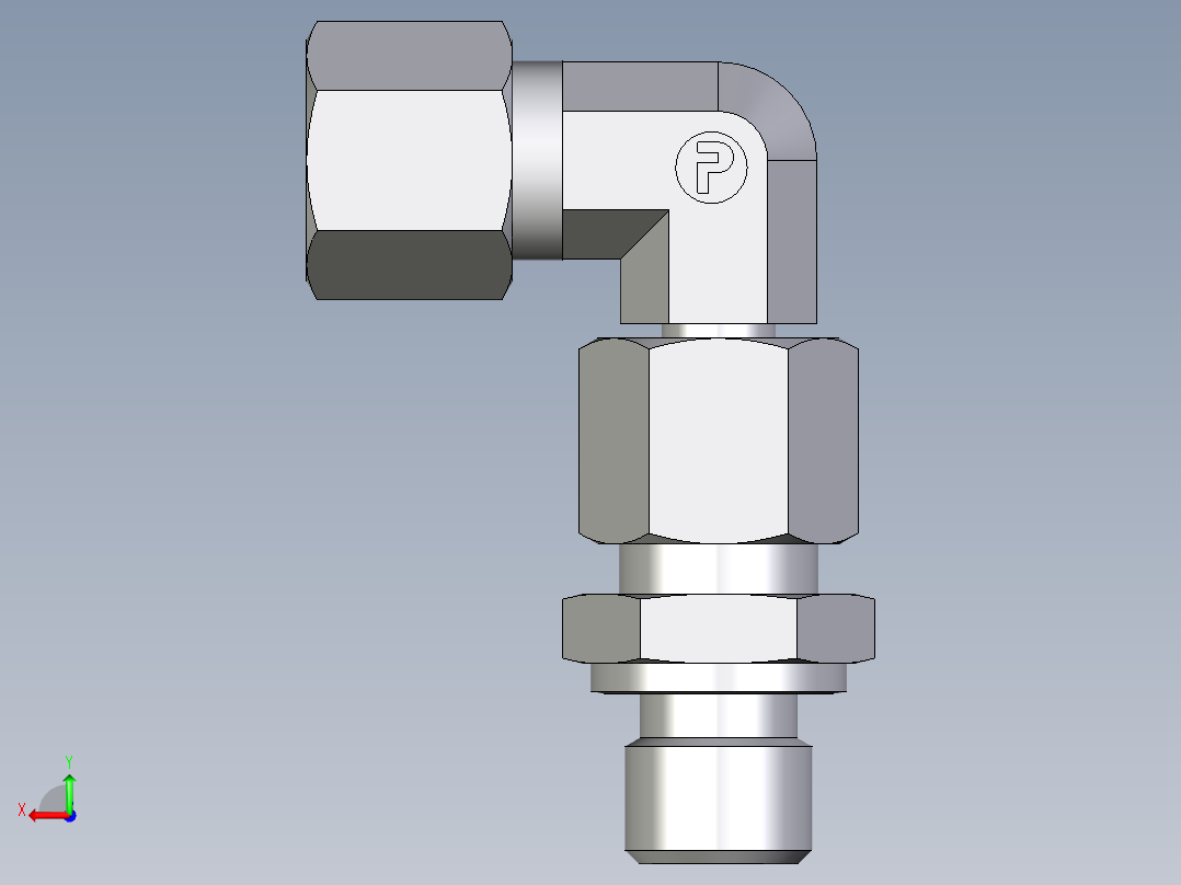 卡套式工业通用硬管接头EO_Assembled_adjustable_standpipe_elbow_EVW08LR71后视图