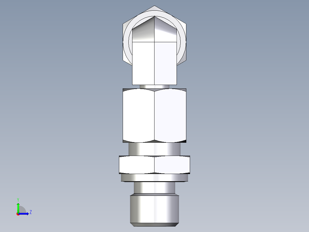 卡套式工业通用硬管接头EO_Assembled_adjustable_standpipe_elbow_EVW08LR71左视图