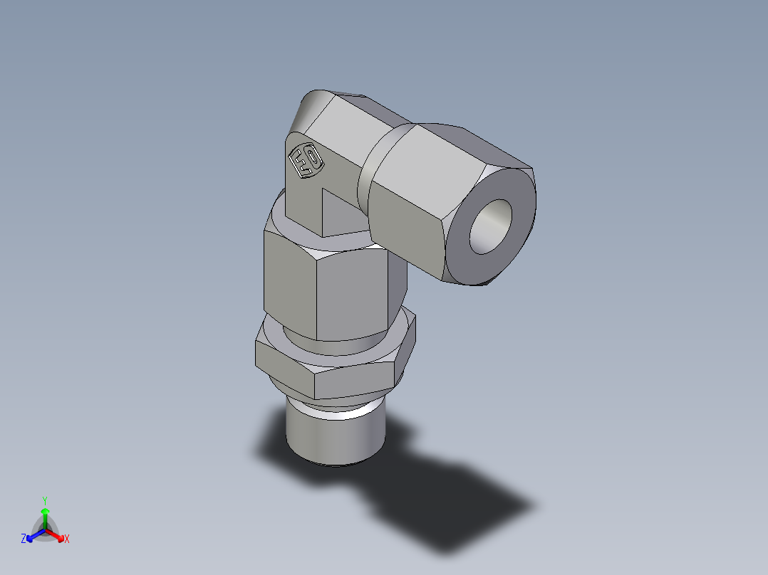 卡套式工业通用硬管接头EO_Assembled_adjustable_standpipe_elbow_EVW08LR71正等轴测图