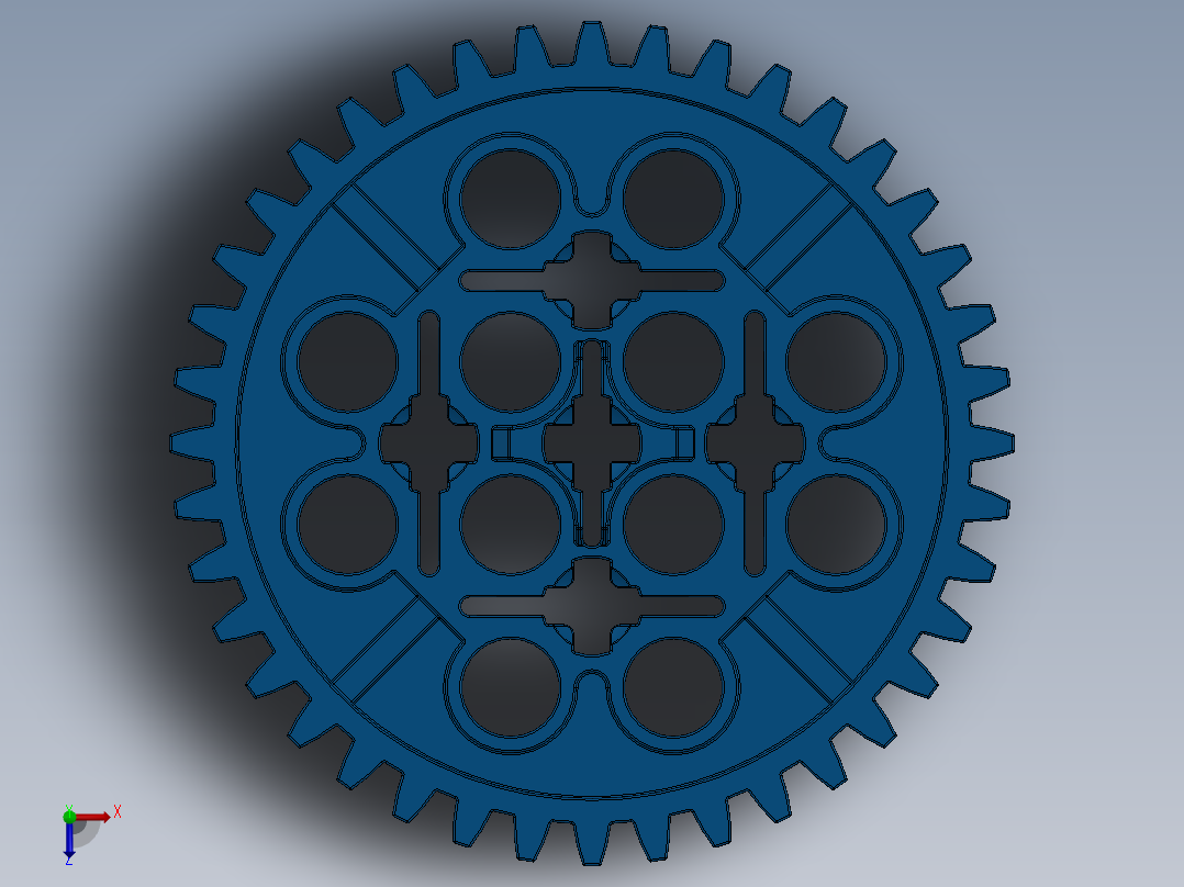 3649 Bright Blue Technic Gear 40 Tooth.SLDPRT俯视图