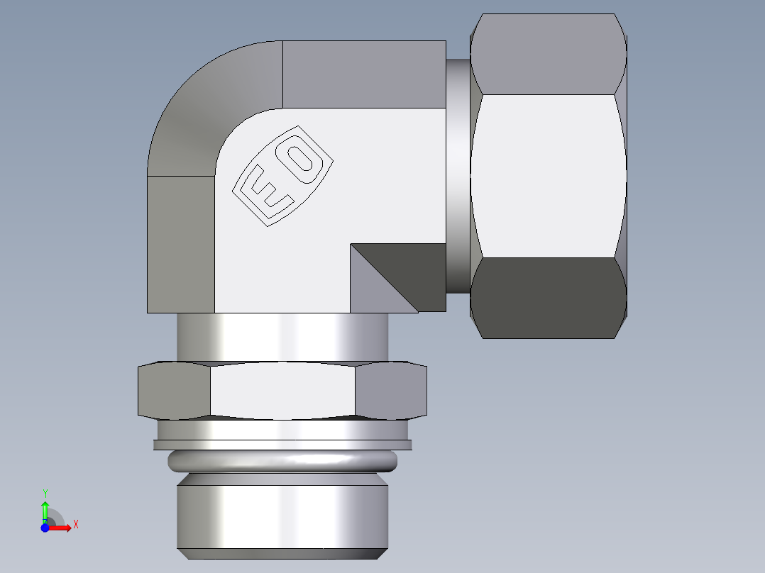 卡套式工业通用硬管接头EO_Adjustable_Locknut_elbow_WEE22LM27X2ORCF前视图