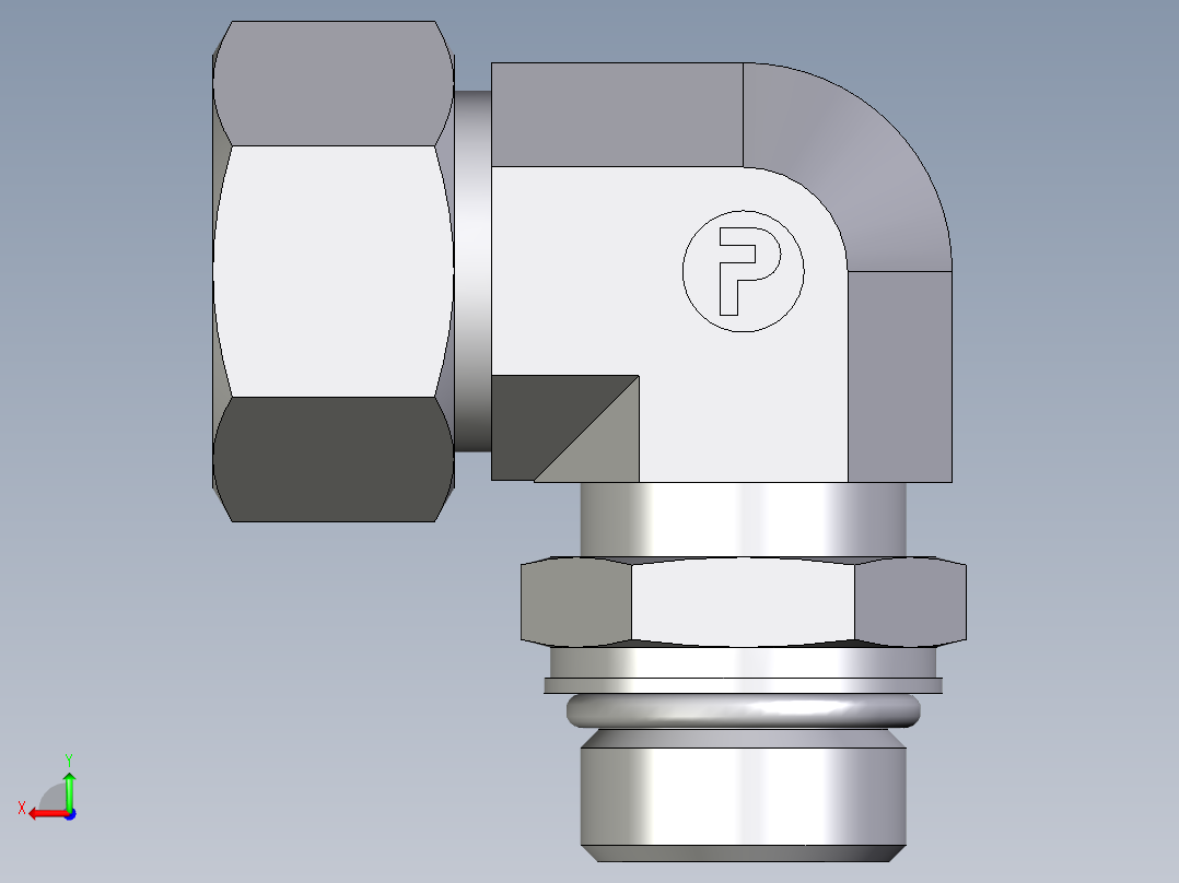 卡套式工业通用硬管接头EO_Adjustable_Locknut_elbow_WEE22LM27X2ORCF后视图