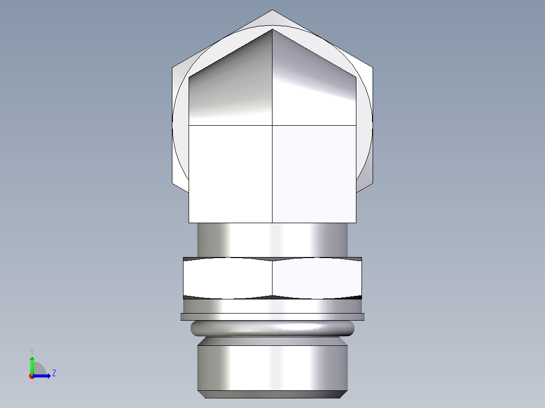 卡套式工业通用硬管接头EO_Adjustable_Locknut_elbow_WEE22LM27X2ORCF左视图