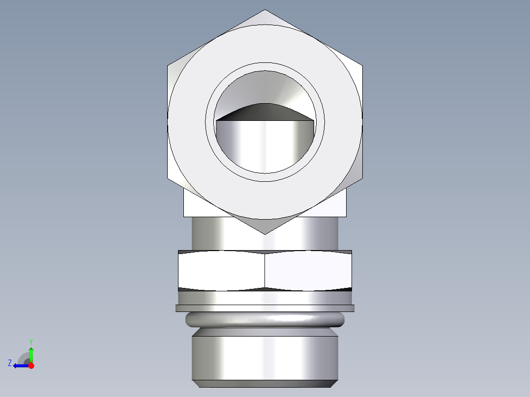 卡套式工业通用硬管接头EO_Adjustable_Locknut_elbow_WEE22LM27X2ORCF右视图