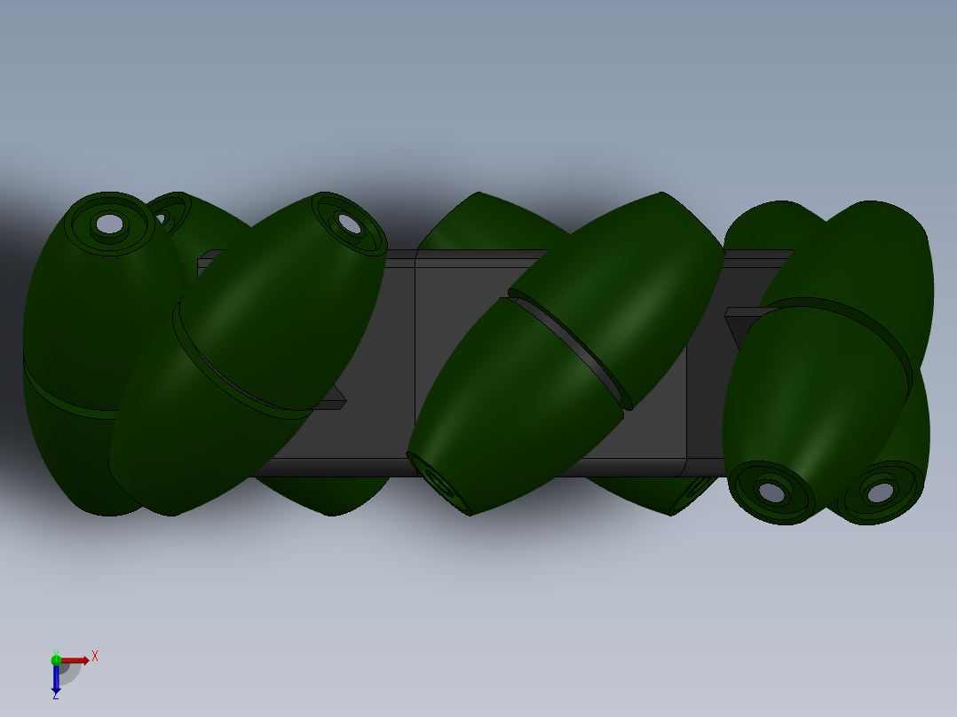mecanum镂空轮毂麦克纳姆轮3D图纸 Solidworks设计俯视图