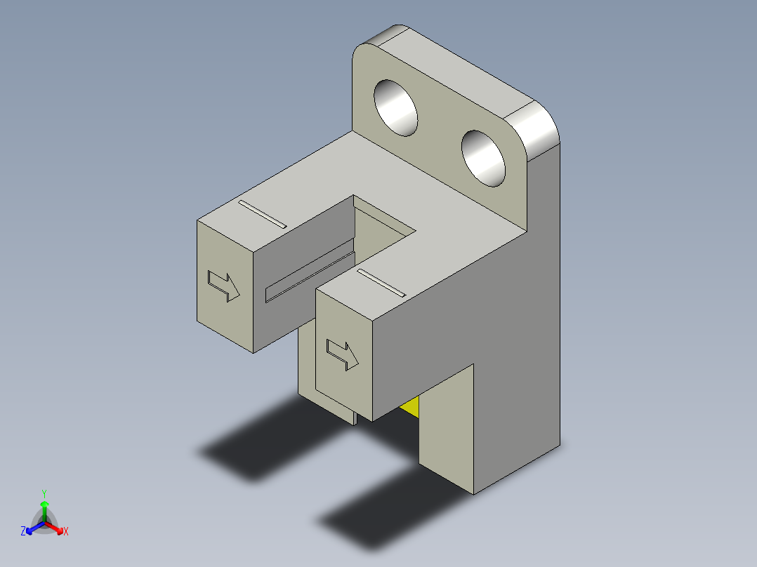 槽型光电传感器LU-Y65_3D正等轴测图