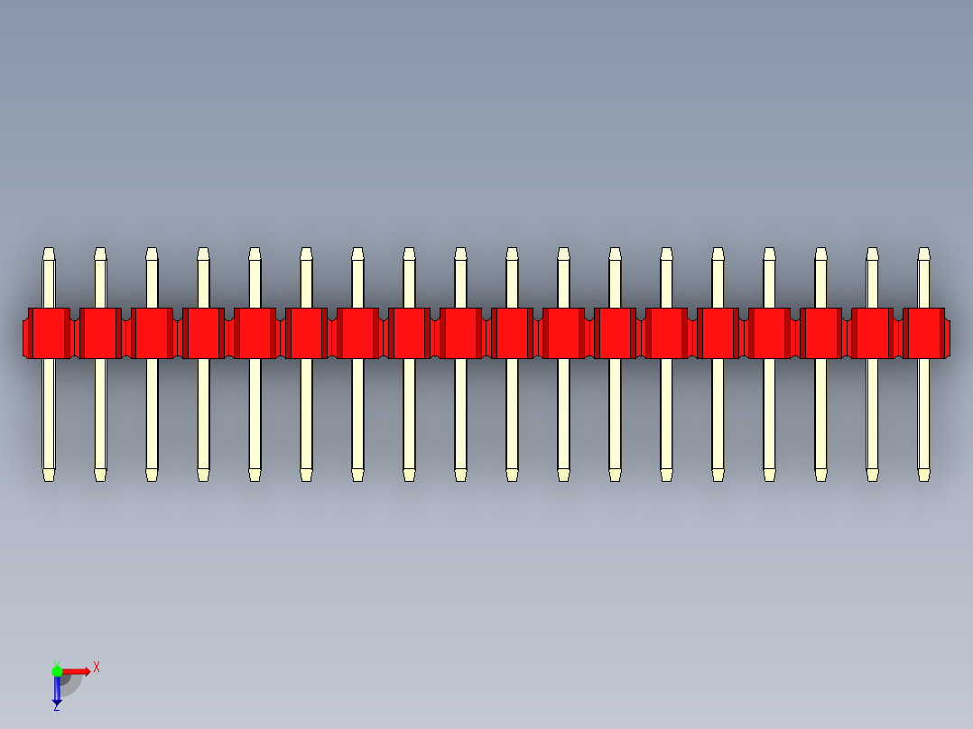 彩色公头100mil（2.54mm）系列-DS1021_red_1x18p_100mil_Type1_rev1.0俯视图