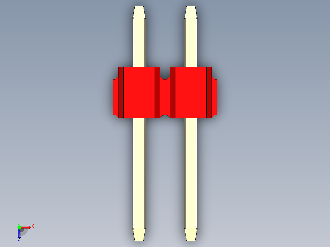 彩色公头100mil（2.54mm）系列-DS1021_red_2x02p_100mil_Type1_rev1.0俯视图