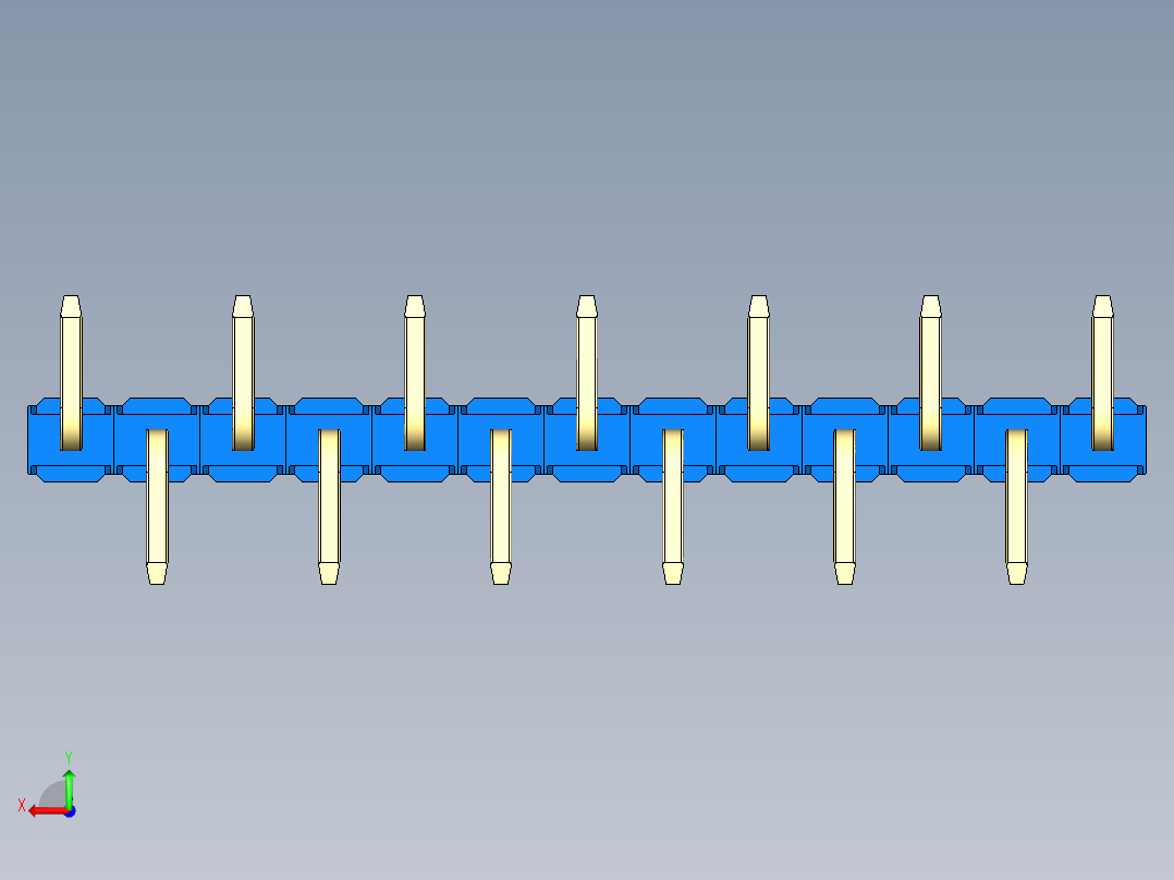 彩色公排针 100mil 2.54mm 系列-DS1022_blue_13p_100mil_Type_SMT_R1_rev1.0后视图