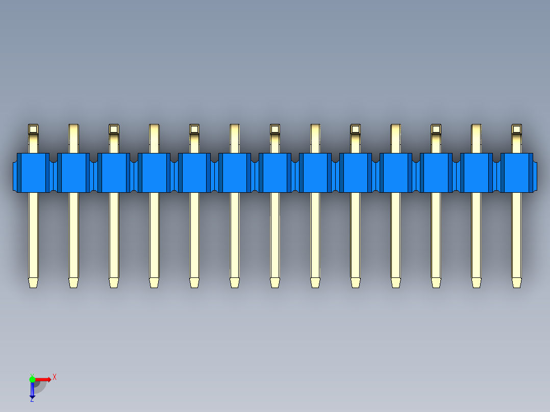 彩色公排针 100mil 2.54mm 系列-DS1022_blue_13p_100mil_Type_SMT_R1_rev1.0俯视图