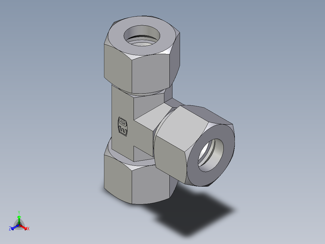 卡套式工业通用硬管接头EO_Swivel_nut_run_tee_EL16ZSCF