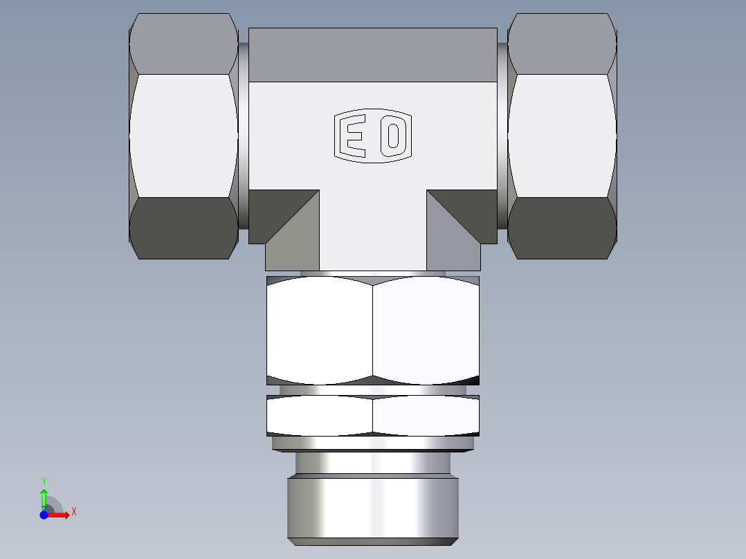 卡套式工业通用硬管接头EO_Assembled_adjustable_standpipe_branch_tee_EVT28LM71前视图