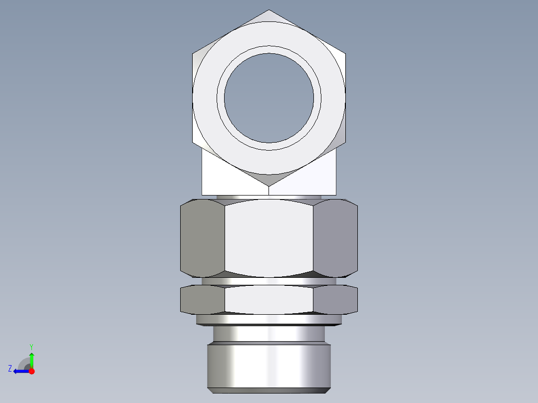 卡套式工业通用硬管接头EO_Assembled_adjustable_standpipe_branch_tee_EVT28LM71右视图