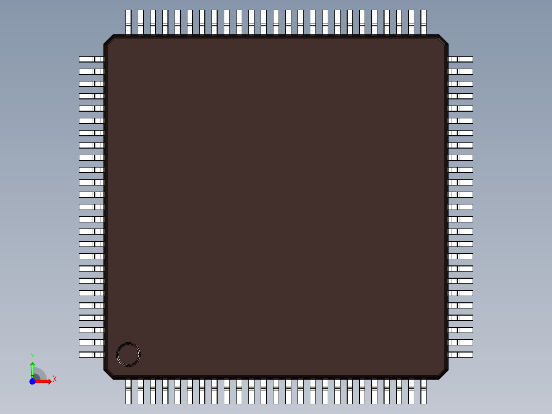 集成电路贴片100引脚封装TQFP 14x 14毫米前视图